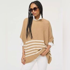 J. Crew Tan and White Poncho Sweater